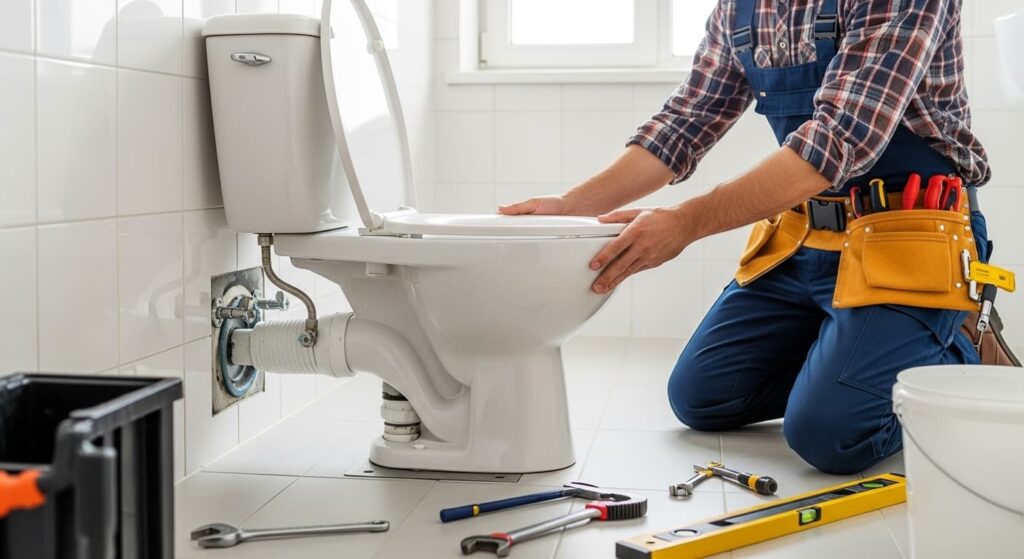 Plumber to replace toilet